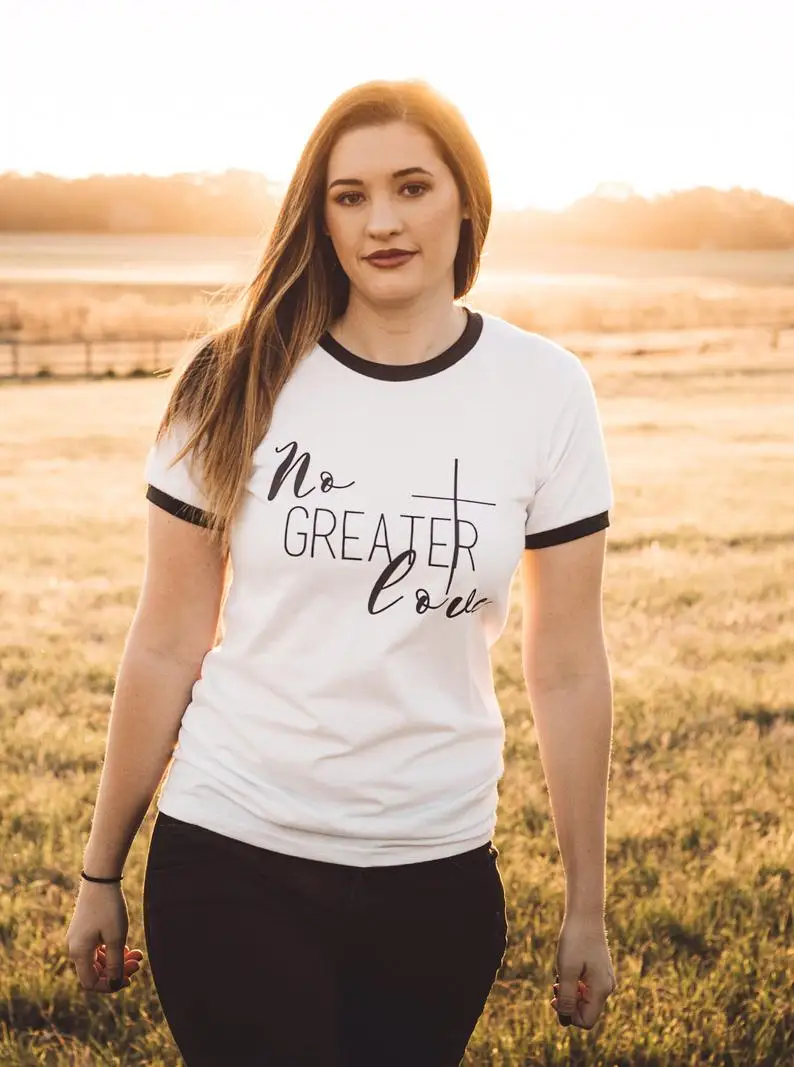 Skuggnas New Arrival No Greater Love T-shirt Short Sleeve Fashion Tumblr Tees Women's Christian Graphic Tee Christian Shirts