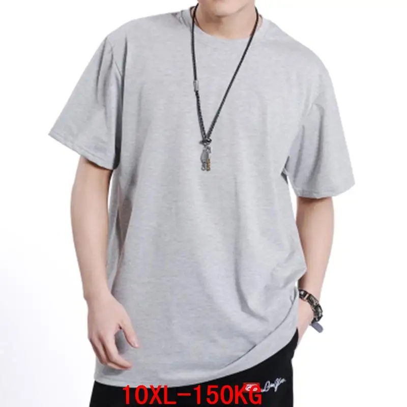 

Men's big T-shirt large size 7XL 8XL 9XL 10XL summer short-sleeved round neck hip-hop sports black gray blue casual T-shirt