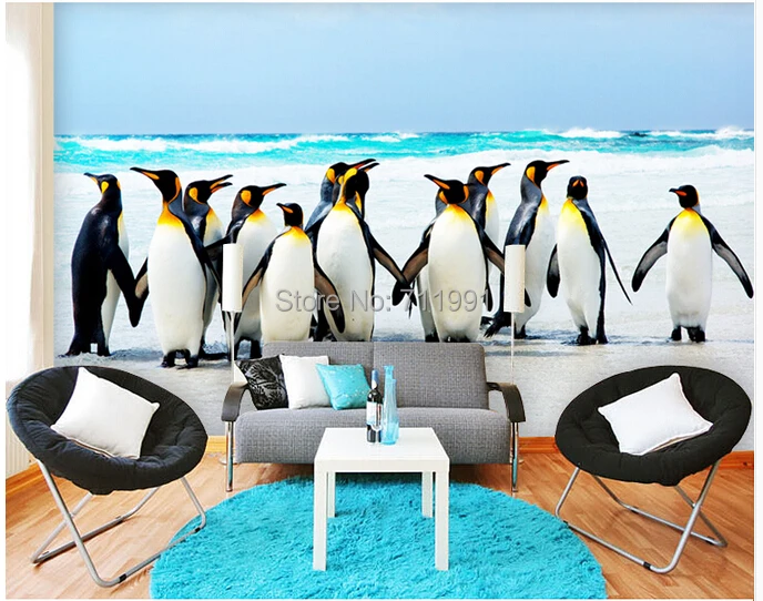 Free shipping custom- modern 3D mural living room sofa bedroom TV background wallpaper Wallpaper Antarctic penguin snow animals