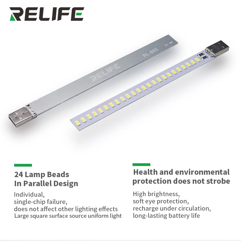 RELIFE RL-805 USB صغير LED الضوء الأبيض 360 درجة دوران مصباح لأجهزة الكمبيوتر المحمول أداة إصلاح الهاتف