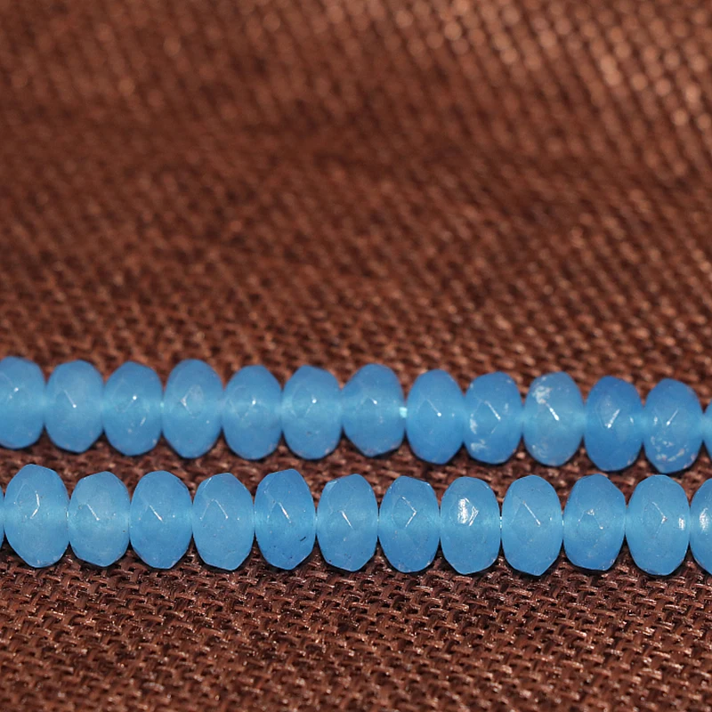 Light blue jades 5*8mm natural stone beads chalcedony rondelle abacus faceted beads charms loose beads jewelry 15inch B156