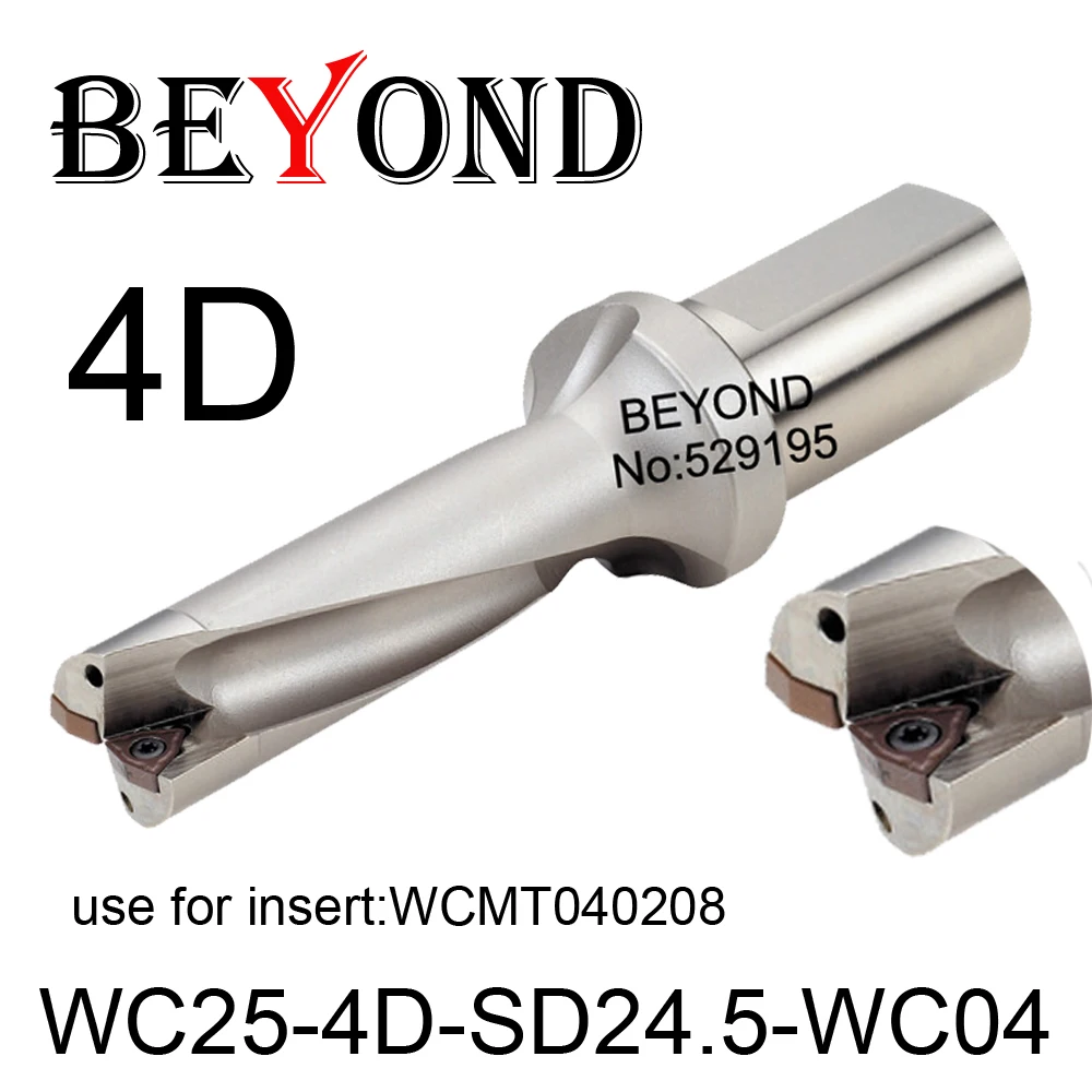 BEYOND WC25 4D 24mm 24.5mm WC25-4D-SD24-WC04 WC25-4D-SD24.5-WC04 U Drilling Carbide Inserts WCMT040208 Drill Bit CNC Tool Cutter