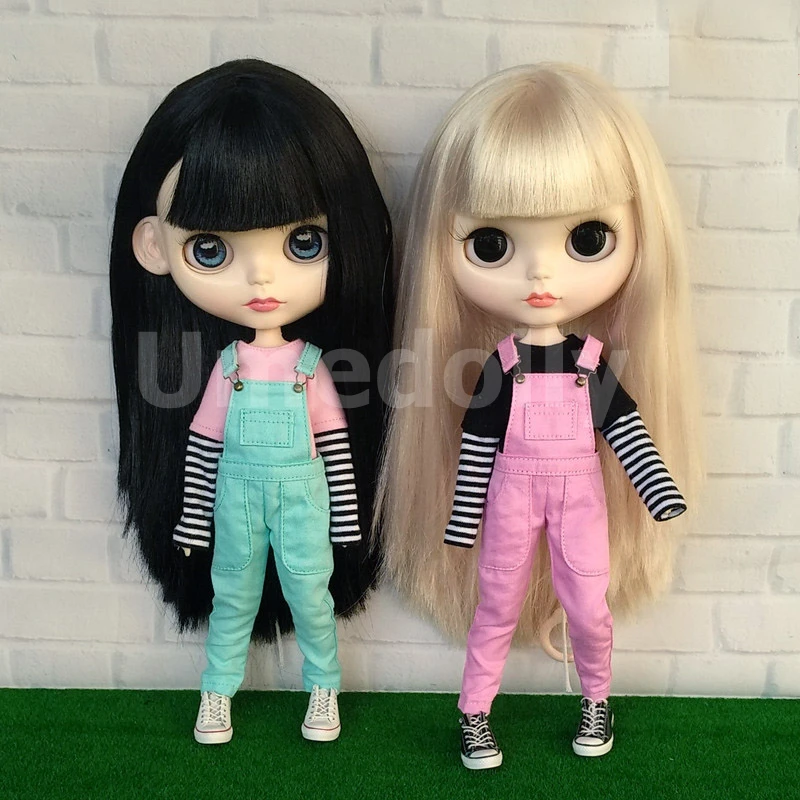 Ropa de muñeca Blyth de moda, camisetas y monos para muñecas BJD, Azone S, OB24, Barbies, pantalones con babero, accesorios, 1 piezas, 1/6
