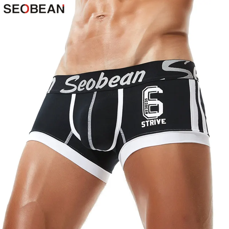 SEOBEAN Male Panties Cotton Underwear Boxer Briefs Breathable Men\'s Boxer Printing Underpants Sexy Low waist Boxer Shorts