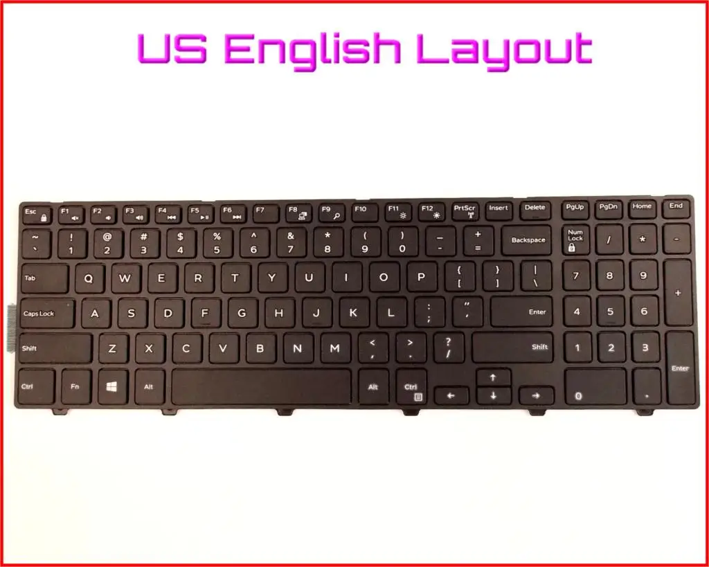 New Keyboard US English Version for Dell Inspiron 15 5000 0KPP2C MP-13N7 P39F KPP2C Laptop Black With frame Non-Backlit