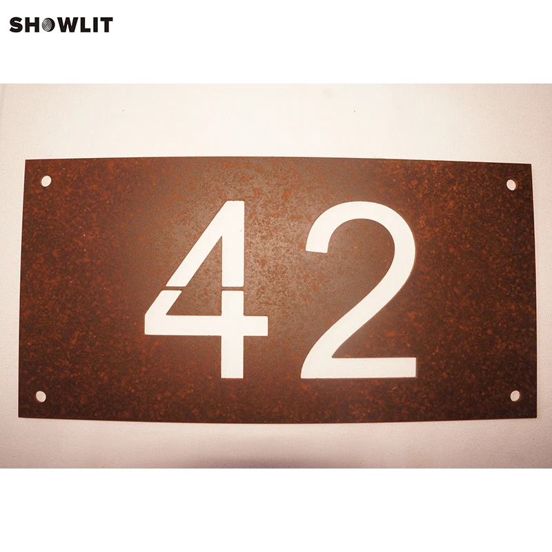 

Modern Rusted House Number Door Sign Plaque