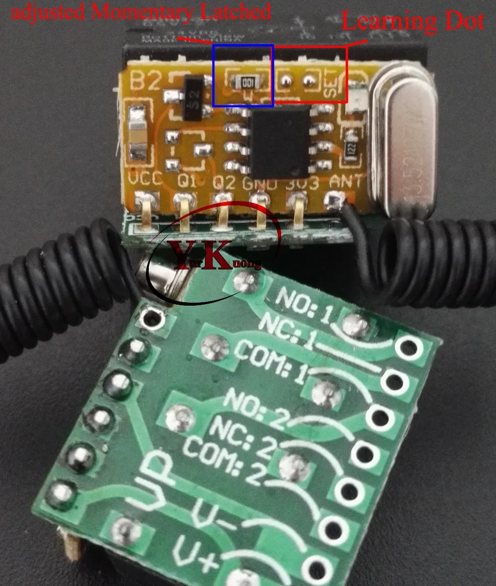 DC24V 2CH Micro Relay Remote Switch Mini Contact RF Wireless 24v 2CH ON OFF at the same time 433MHZ 2A Relay DPDT Receiver ASK