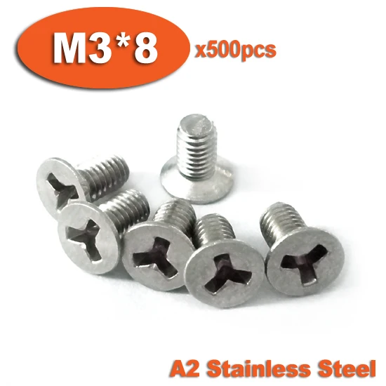 500pcs DIN965 M3 x 8 A2 Stainless Steel Y Slot Countersunk Head Tamper Proof Security Screw Screws