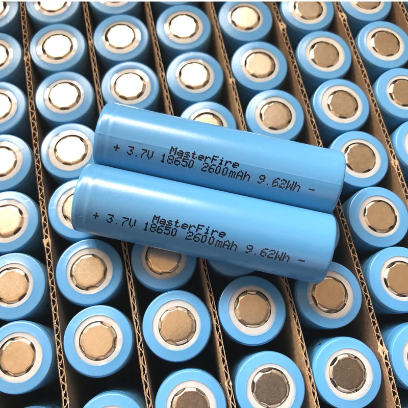 

20pcs/lot MasterFire 18650 3.7V 2600mAh 9.62Wh Lithium Battery Rechargeable Li-ion Batteries Cell For Flashlights Torches