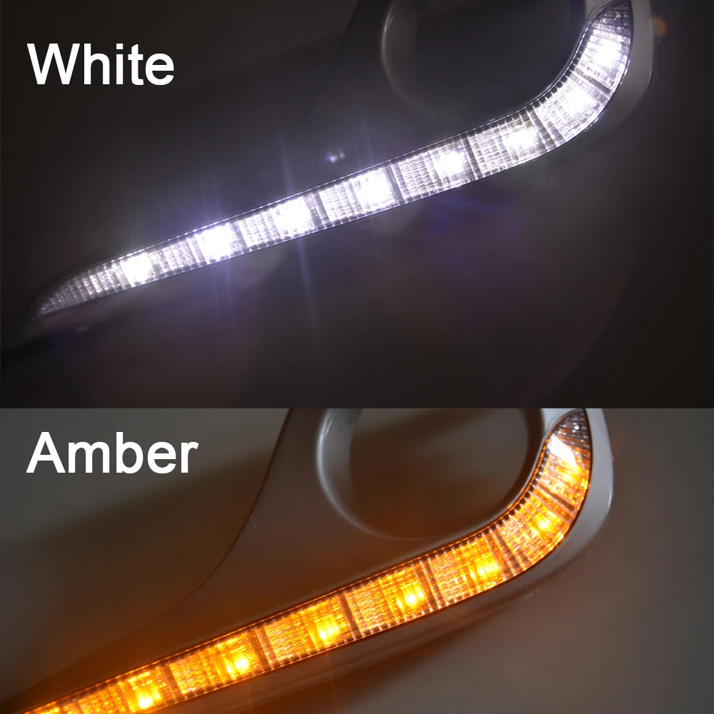 ECAHAYAKU Turn Signal Style Relay LED DRL Daytime Running Lights With Fog Lamp Hole For Toyota Highlander 2012 2013 2014