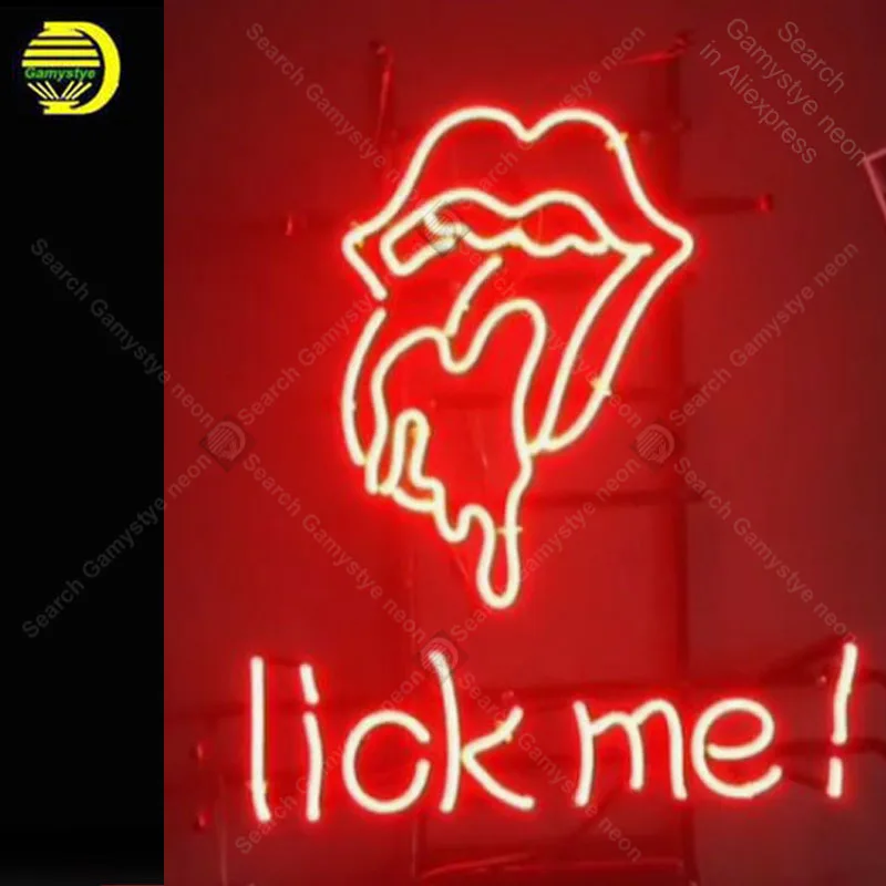 

Неоновая вывеска для Lick me, неоновая трубка, вывеска ручной работы для дома, спальни, настенный неоновый фонарик, вывеска для украшения пива, паба, комнаты, Letrero