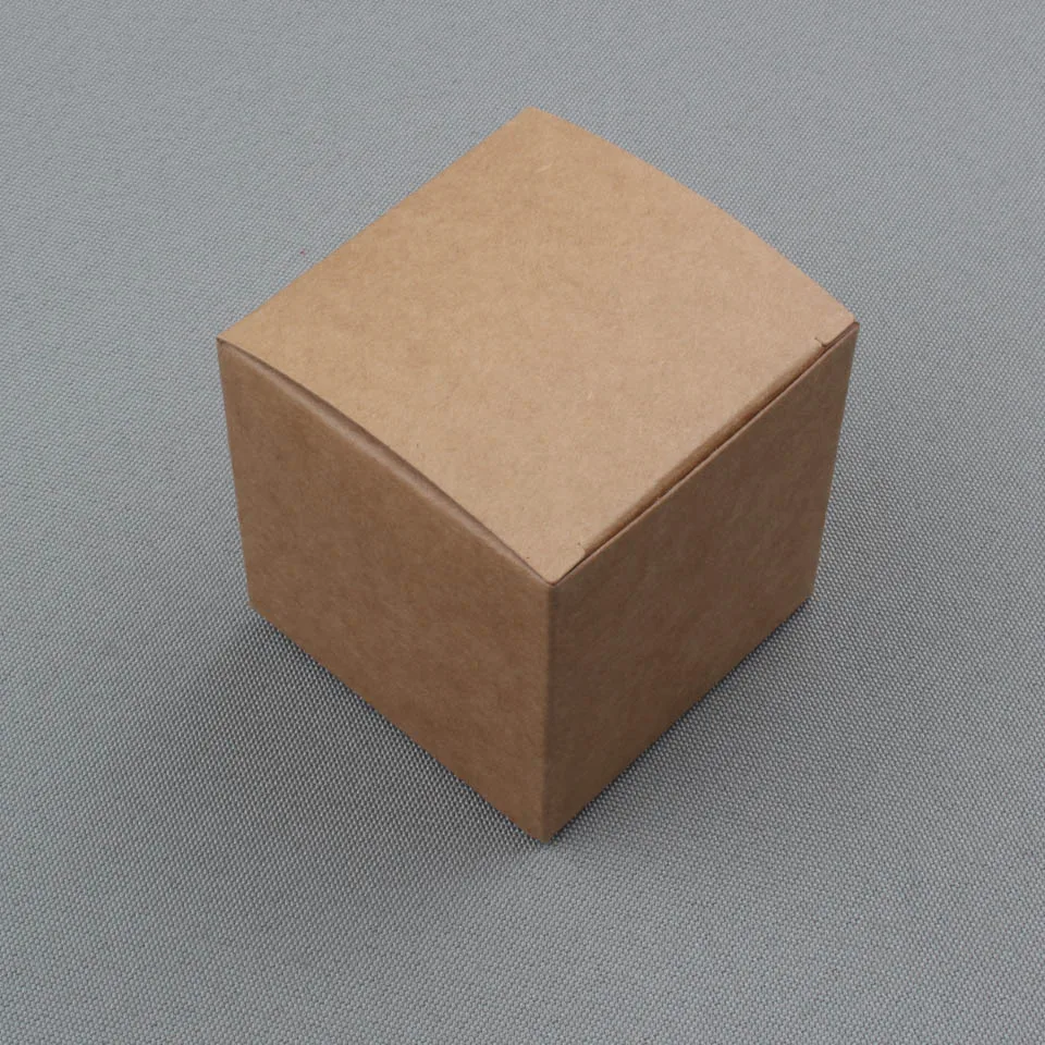 350gsm Kraft paperboard packaging box easy assembled 60x60x60mm handmade gift packing box for candy 50pcs lot