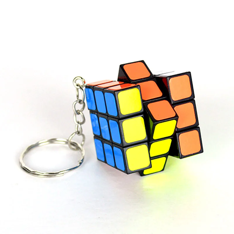 Mini clé de poche portable Magic Cube, autocollant en PVC, jouets de puzzle, décoration de clé, enfants et adultes, 3*3*3