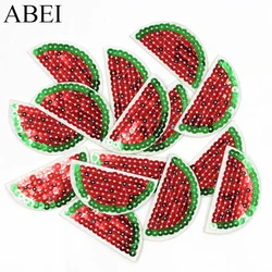 10pcs/lot Iron-on Cartoon Fruits Appliqued Embroidered Sequined Watermelon Patches Cloth Sequins Patch DIY Stickers Jeans Coats