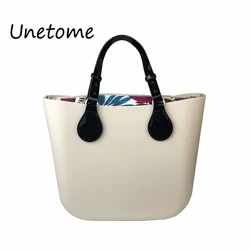 Mini size Floral Canvas Insert Flat Handle O bag obag style waterproof EVA women Rubber Silicon Handbag Bag