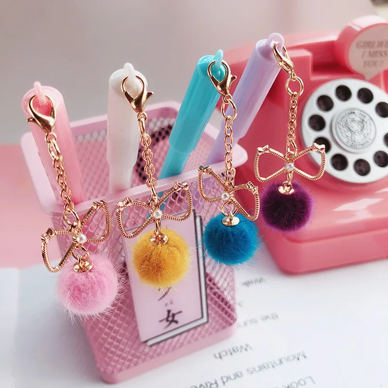 1 Pcs Creative Cute Kawaii Beautiful Bow Pendant Gel Pen Student School Writing Signature Pen Children Gift Stationery Supplies