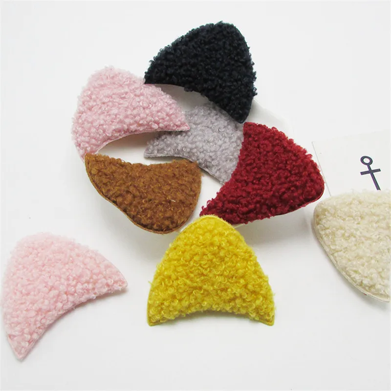 32pcs/lot 6*5.5cm plush Cat Ear Padded appliques for headwear decoration handmade hair accessories