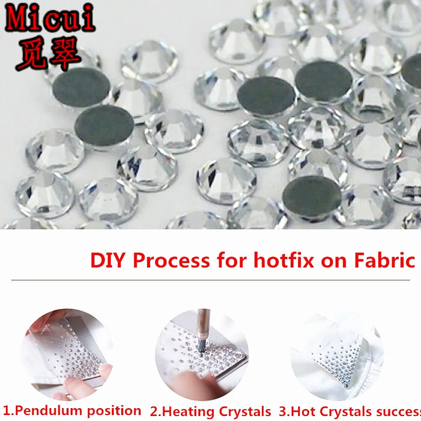 Micui SS3-SS40 Clear Hot fix Rhinestones Iron On Rhinestones For Clothes High Quality Crystal Glass  Hot back Glass Stone MC995
