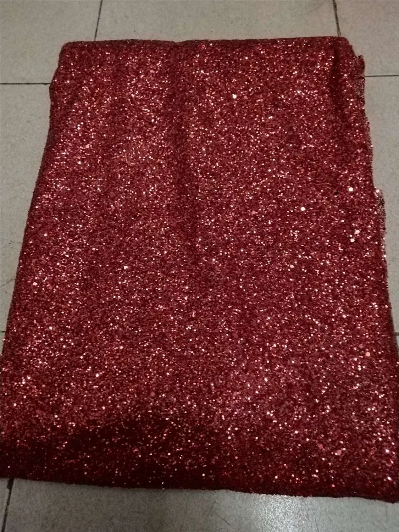 

Dark red Printed glued glitter Lace Fabric H-181084 Glued Glitter tulle fabric for beautiful dress or party dress