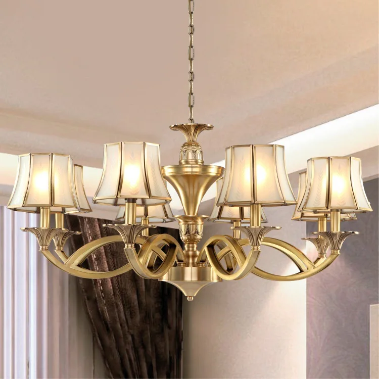 

AC90-260V 8 Arms Luxury Brass Candle Chandeliers Copper Material Free Shipping