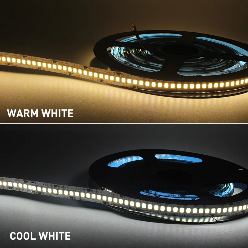 ไฟแถบไฟ LED 2835แบบยืดหยุ่น1ม. 2ม. 3M 4ม. 5ม. IP20สีขาวนวลโทนอุ่นแถบไฟ LED ไฟ DC 12V 24V