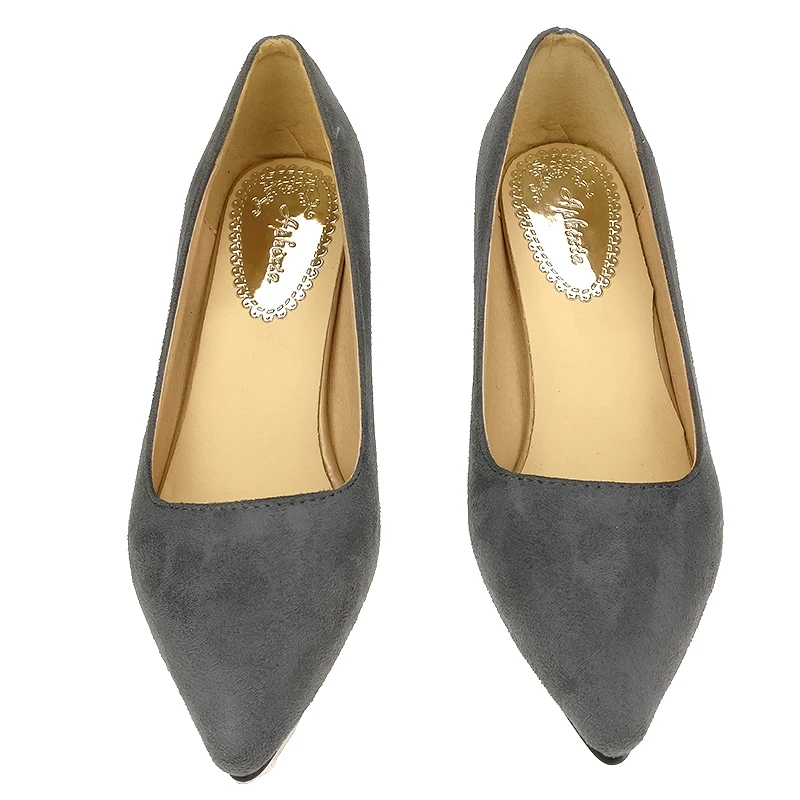 Aphixta-zapatos de tacón cuadrado para mujer, calzado de punta estrecha, de cuero aterciopelado, color gris, talla grande 47 48 50