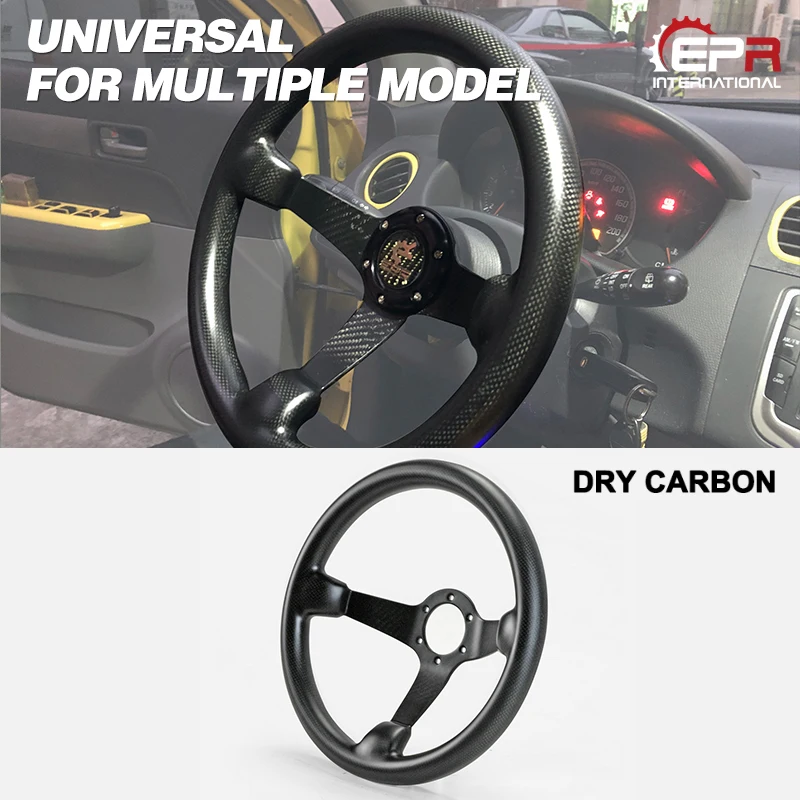 

Car-styling Universal Fit Deep Dish Type Matt Dry Carbon Fiber Steering Wheel(335mm diameter,deep around 60mm, 6 bolts 70mm PCD)