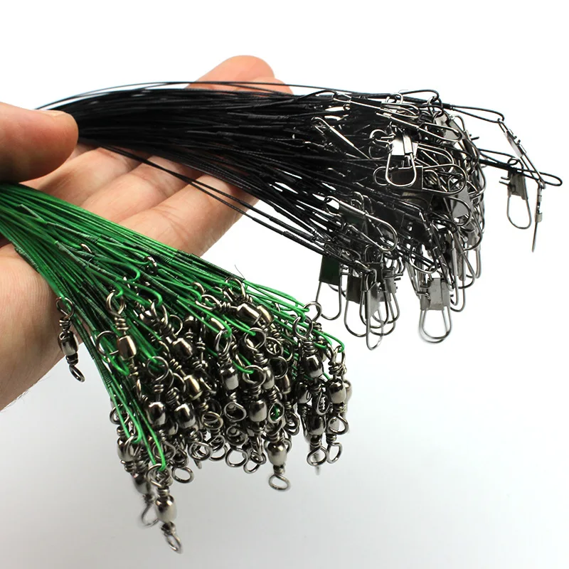 14kg Pull Stainless Steel Fishing Front Leader Wire Quick Change Lure Pin Swivels Snap Rotating Ring Accessories Lot 5 Pieces