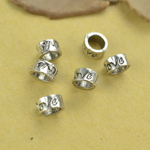 60 pcs Round Alloy Bead letter LOVE DIY European big hole Beads Fits Charm Bracelets Necklaces Pendants making 18171