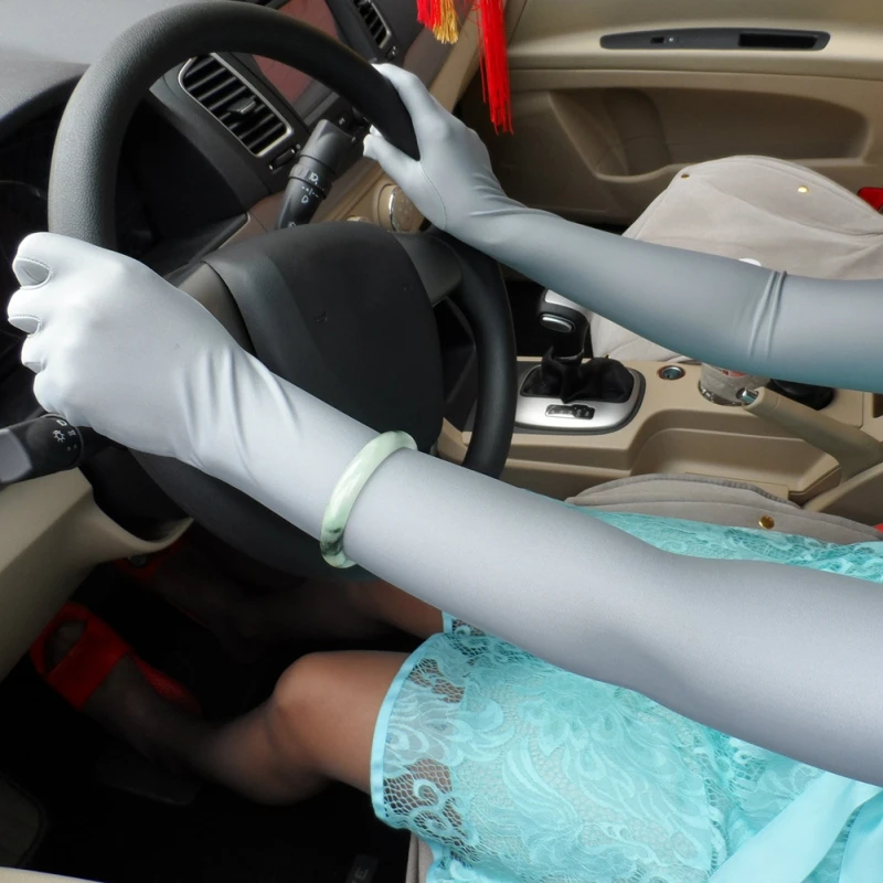 EFINNY Classic Adult Long Gloves Black White Red Gray Skin Pulse Stretch Satin Finger Flapper Gloves Matching Costume for Drive
