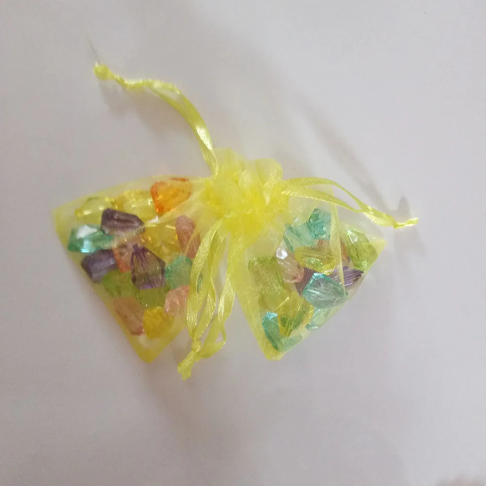 Yellow Organza Bag 100pcs Jewelry Packaging Display Jewelry Pouch Gift Bags Wedding Drawstring Bag Woman Gift Storage Bags