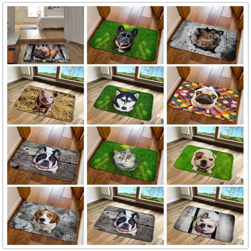 unny Front Entrance Door Carpet 3D Animals Dog Floor Carpets for Living Room Bedroom Non-Slip Kitchen Mats