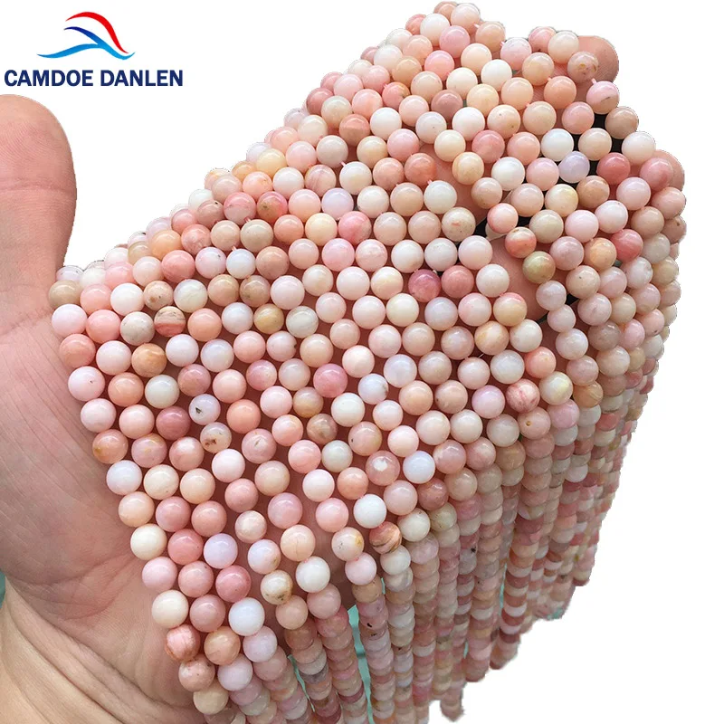 

CAMDOE DANLEN Natural Peru High Quality Pink Opal Stone Round Loose Beads 6/8/10/12mm Fit DIY Charms beads For Jewelry Making