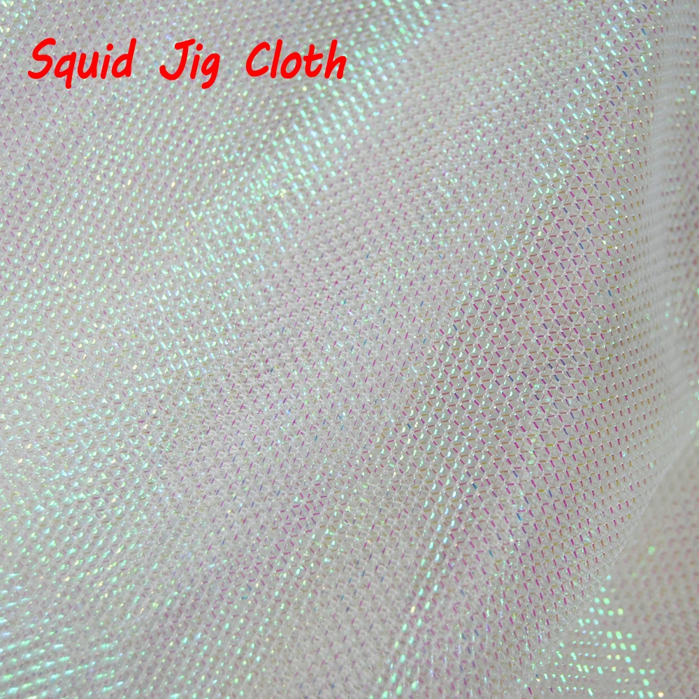 1 Yard Pearl White Flash Gold Green Purple Red Black Silver Squid Jig Cloth Fishing Octopus Squid Hook DIY Material