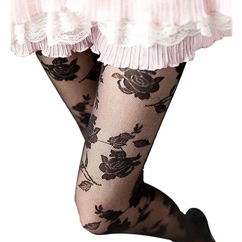 Wholesale Women Fashion Rose Pattern Tight Lace Pantyhose Sexy See-through Stockings