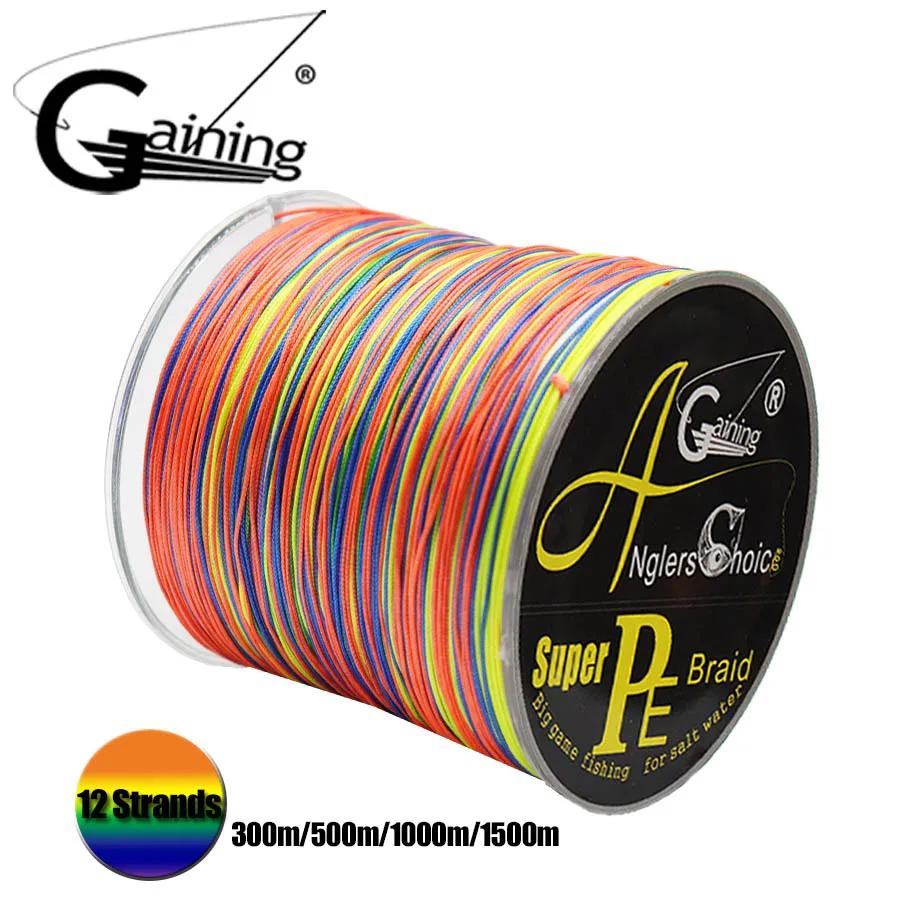 Braided Line 12 Strands 300m/500m/1000m/1500m Multicolor Fishing Line Super Strong Japan Multifilament 35-180LB PE Line