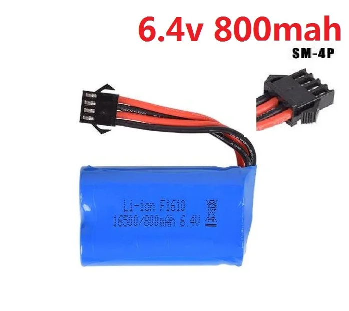 6.4v 1000mah 320mah 500mah 750mah 800mah Li-ion Battery JST SM 4P plus/USB charger for wltoys r/c car L959 18628