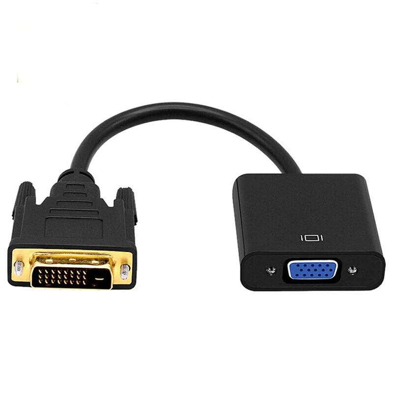 DVI to VGA Adapter Cable 1080P DVI-D to VGA Cable 24+1 25 Pin DVI Male to 15 Pin VGA Female Video Converter for PC Display