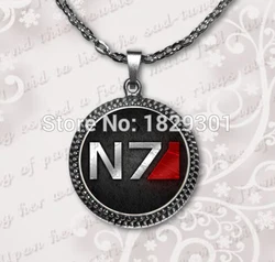 New Top Fashion Maxi Necklaces Collares Collier N7 Alliance Necklace Mass Effect Jewelry Gifts For Him Glass Dome Pendant HZ1