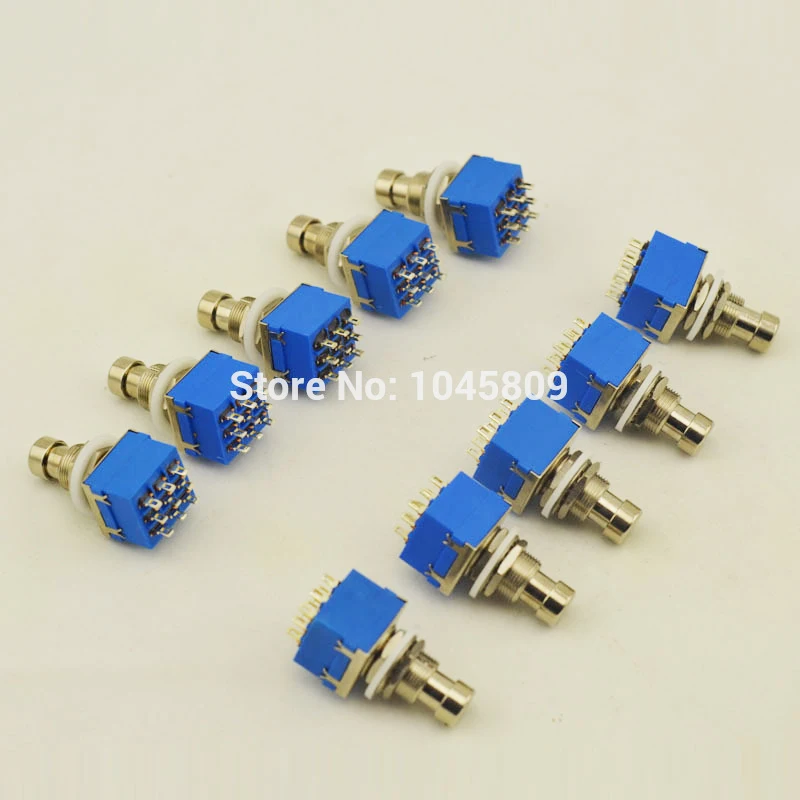 100 PCS LANDTONE Guitar Effect Pedal 3PDT Footswitch 9 Pin Latching Stomp Push Button Foot Switch True Bypass Solder Lugs