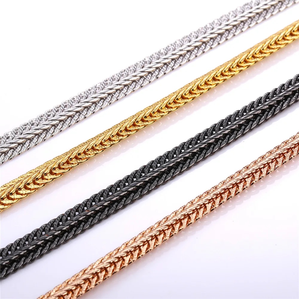 U7 Men Long Necklace Black Trendy  6MM 6 Size Unique Foxtail Chain Necklaces & Pendants Men Fashion Jewelry N561