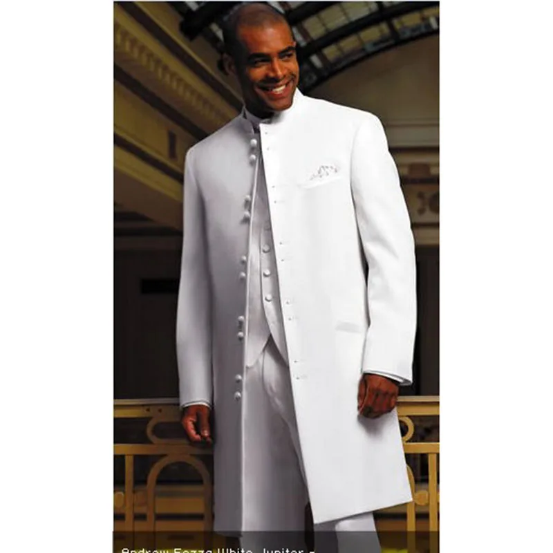 

2023 Long Coat White Groom Tuxedo Groomsman Blazer Man Business Suit Terno Masculino Prom Men Suits (Jacket+Pants+Vest+Tie)