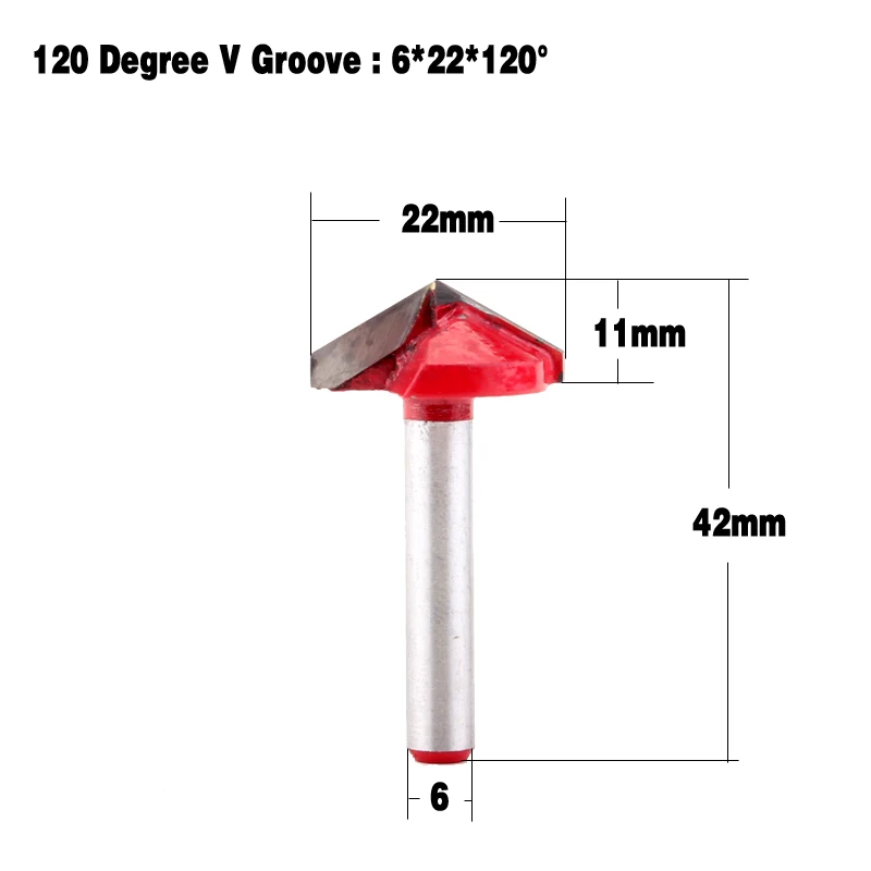 1pc 6mm V Groove Router Bits CNC Engraving Milling Cutter 60-150 Degree Woodworking Carving Knife Tungsten Carbide Cutting Tool