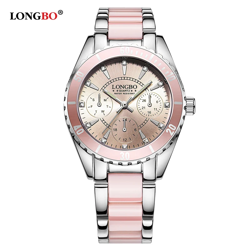 2018 Fashion LONGBO Brand Watch Women Luxury Ceramic And Alloy Bracelet Analog Wristwatch Relogio Feminino Montre Relogio Clocks