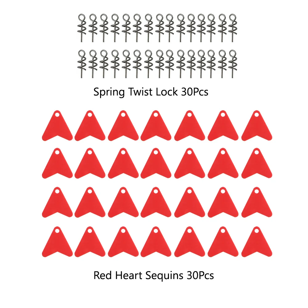 60 قطعة/الحقيبة الصيد إغراء الاكسسوارات مع الصيد هوك تمركز دبوس الربيع تويست الساعد قفل والأحمر القلب الترتر #3
