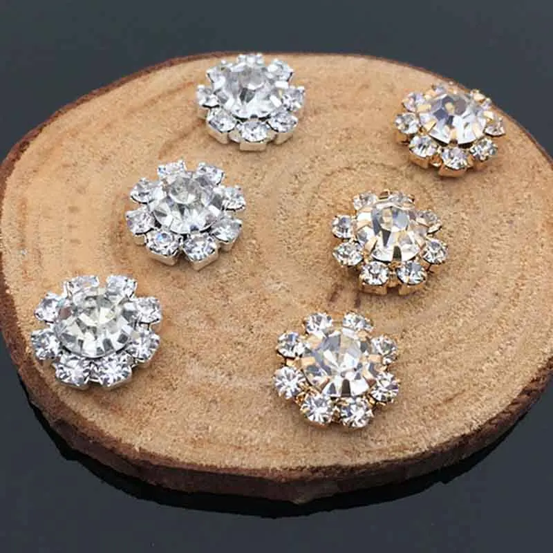 Engood 100Pcs DIY Round Metal Rhinestone Small Button for Wedding Sewing Trim Embellishments Craft Buckles Headband ZJ108-HZ166