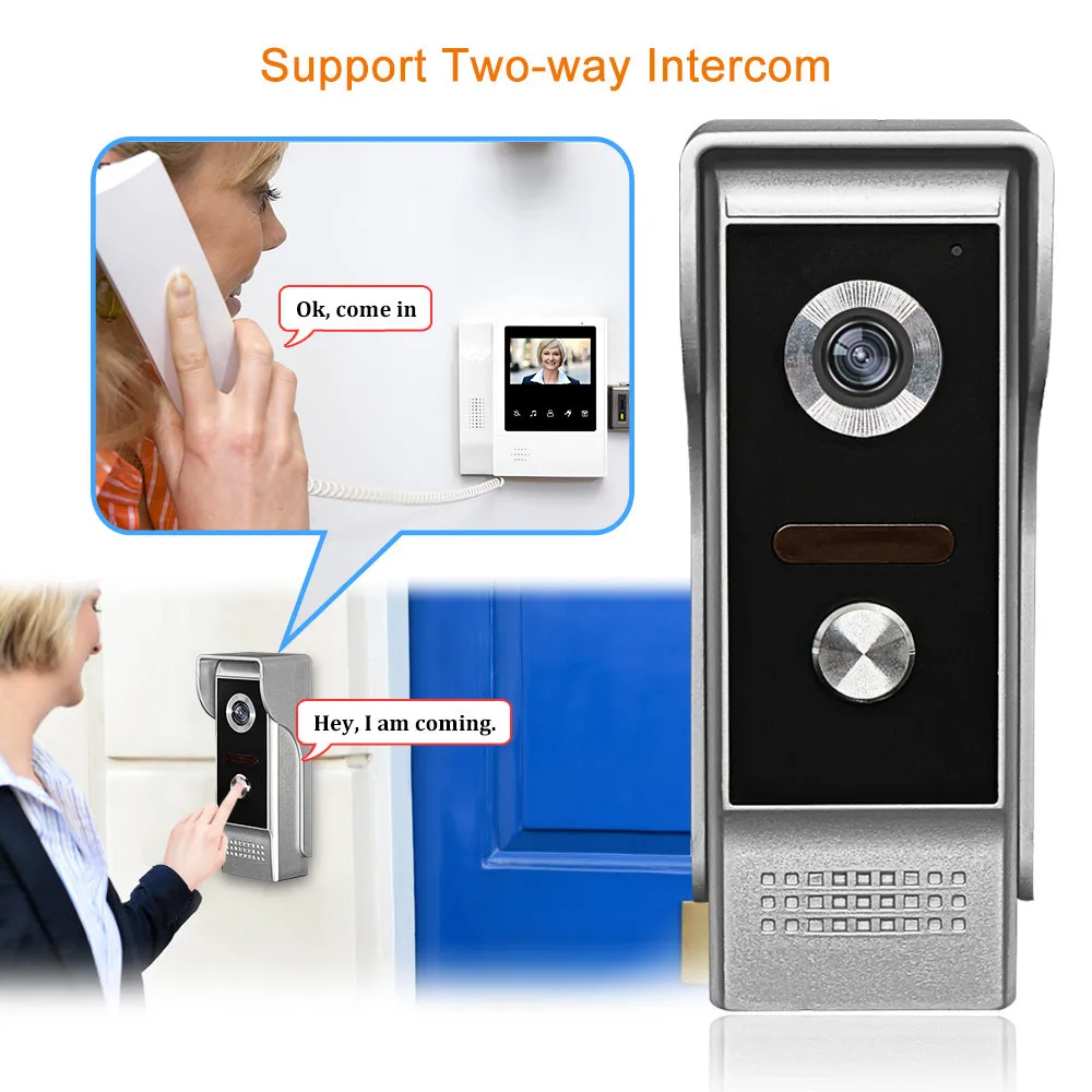 Waterproof Video Door Phone, Wired Sistema de Intercom, Câmera de Vídeo ao ar livre, Campainha, IR Night Vision, Casa e Apartamento, 700TVL, Novo