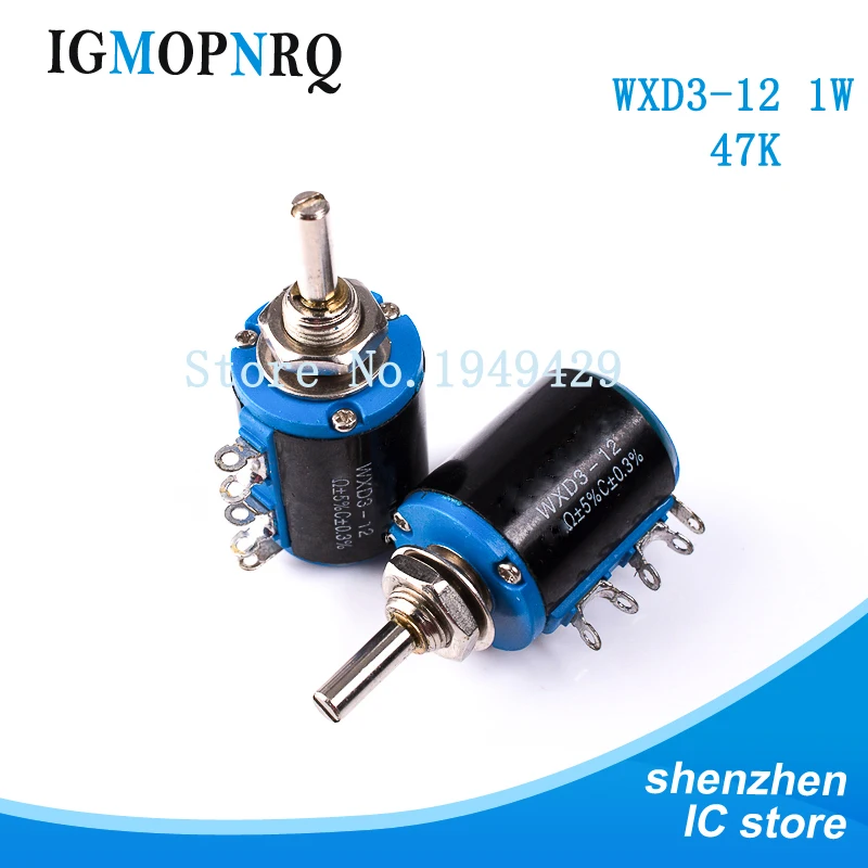 2PCS/LOT  WXD3-12 1W 47K Precision multi turn potentiometer 5 ring multi-circle precision wire-wound potentiometer