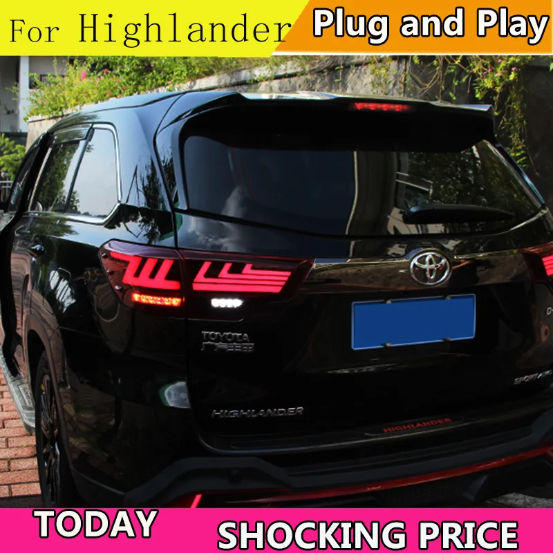 Car Styling for toyota Highlander Taillights 2015-2019 Kluger Tail Lamp Lexus Type Rear Lamp DRL+Brake+Park+dynamic turn Signal