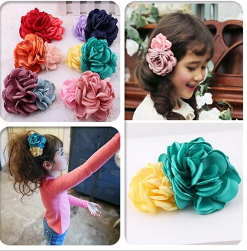 

Free Shipping 2015 New 10pcs/lot Fashion Girls Double Flower Hair Clips Cute kid's Hairclips Best Festival Gifts